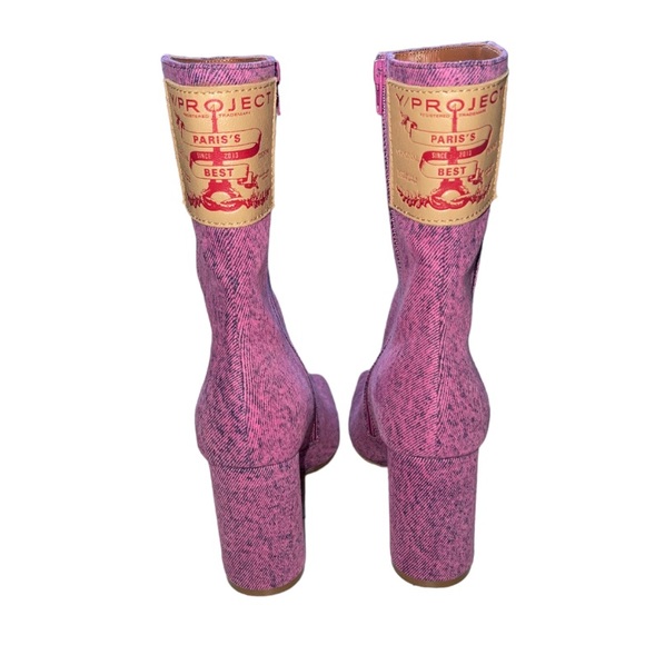 NEW Y/Project Pointy Patent Ankle Boots In Fuchsia - Picture 15 of 16